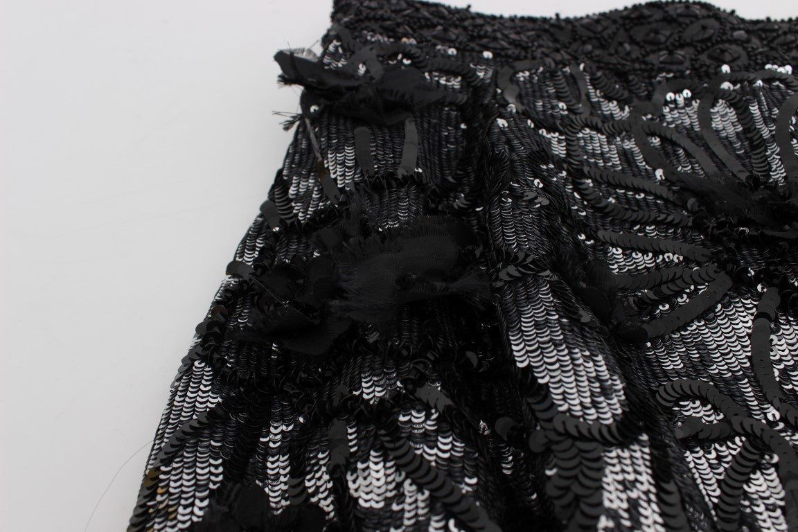 Dolce & Gabbana Zwarte Kristal Pailletten Minishort