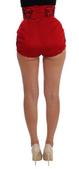 Dolce & Gabbana Rode Zijden Kristallen Rozen Shorts