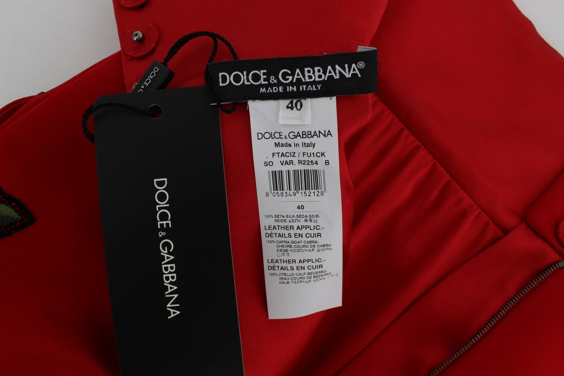 Dolce & Gabbana Rode Zijden Kristallen Rozen Shorts