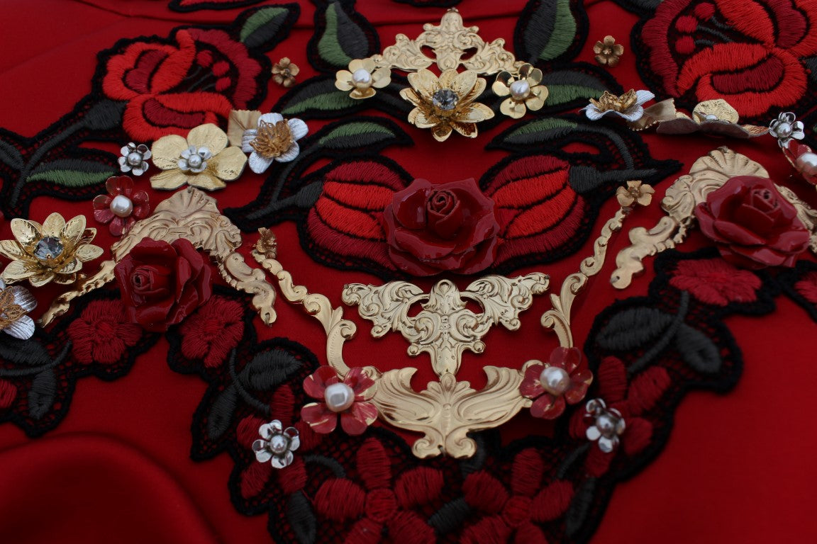 Dolce & Gabbana Rode Zijden Kristallen Rozen Shorts