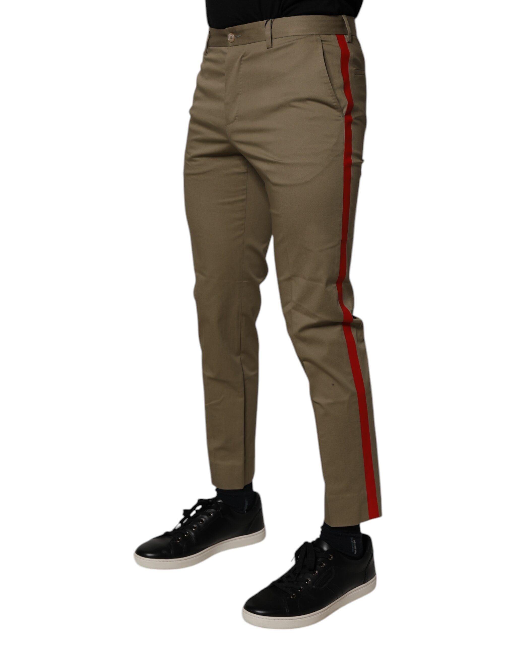 Dolce & Gabbana Donker Khaki Katoenen Taps Toelopende Broek