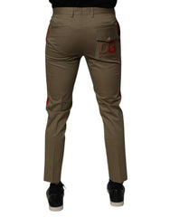 Dolce & Gabbana Donker Khaki Katoenen Taps Toelopende Broek