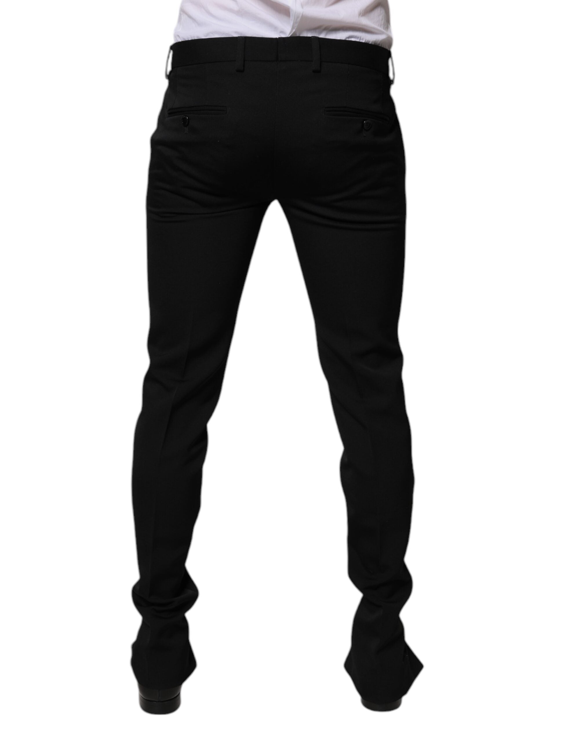 Dolce &amp; Gabbana – Schwarze, schmal zulaufende Anzughose aus Wolle
