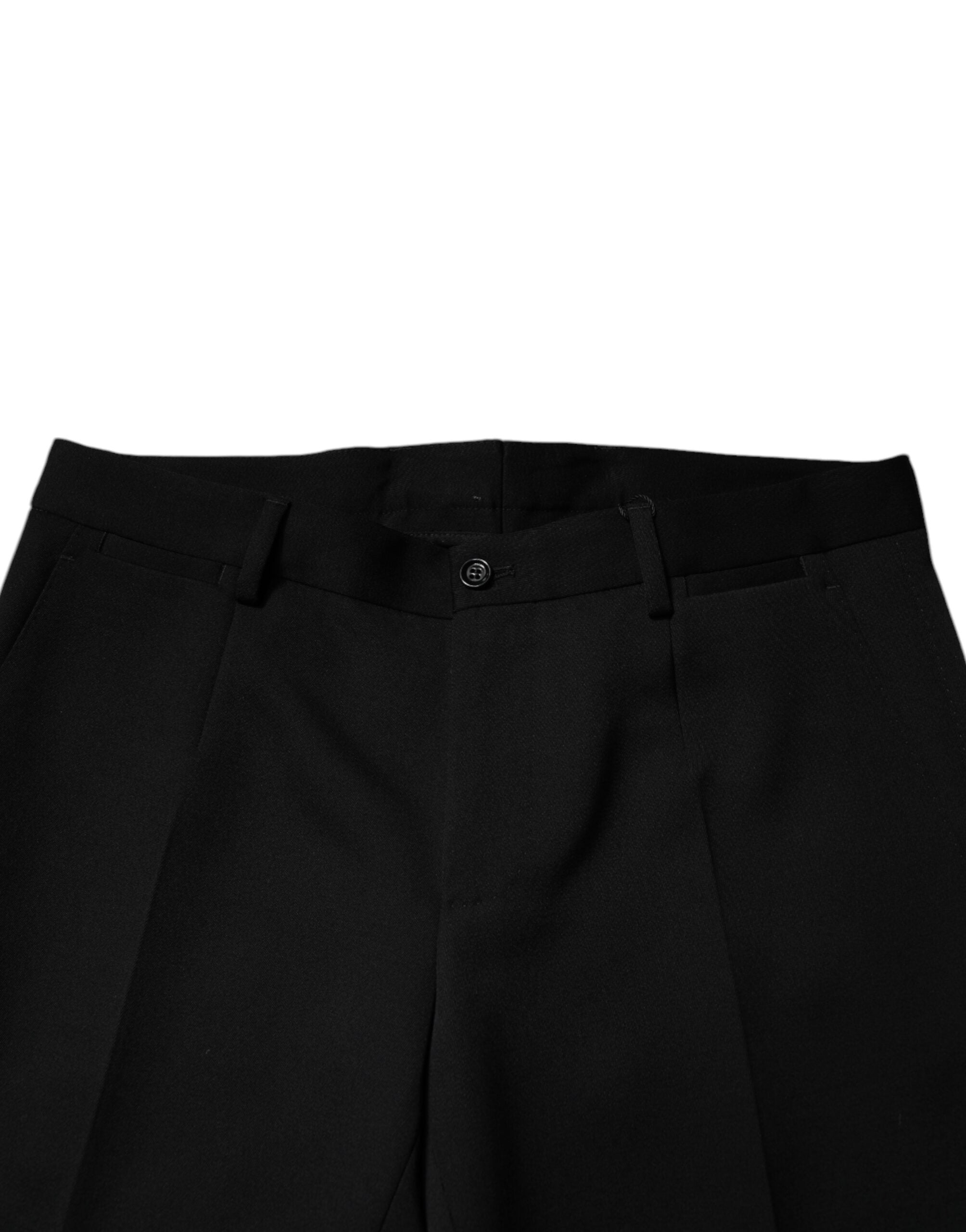 Dolce &amp; Gabbana – Schwarze, schmal zulaufende Anzughose aus Wolle