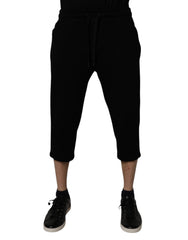 Dolce &amp; Gabbana – Kurze Jogginghose aus schwarzer Baumwollmischung