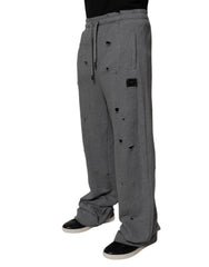 Dolce &amp; Gabbana Graue, gerade Jogginghose aus Baumwolle im RipStyle
