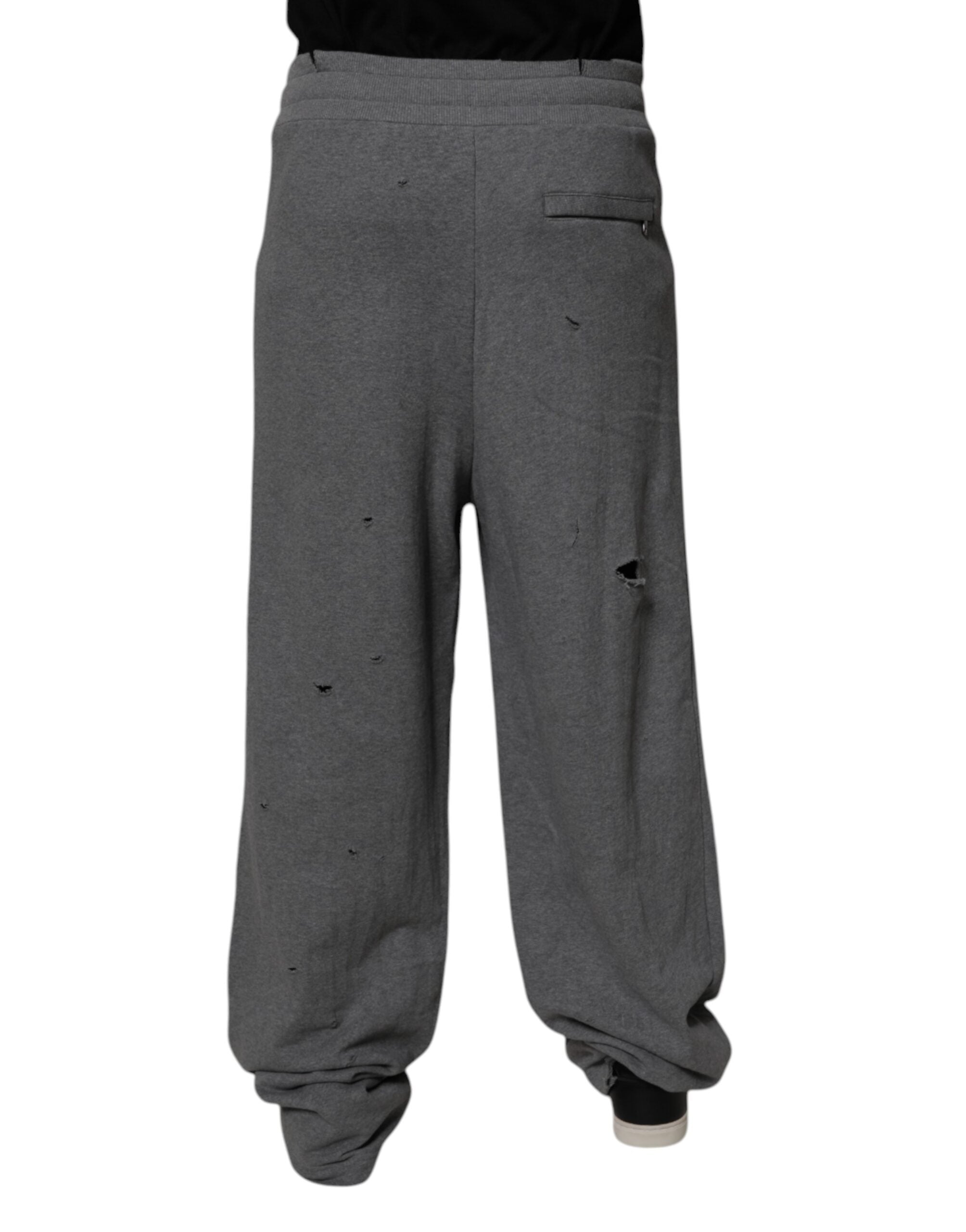 Dolce &amp; Gabbana Graue, gerade Jogginghose aus Baumwolle im RipStyle