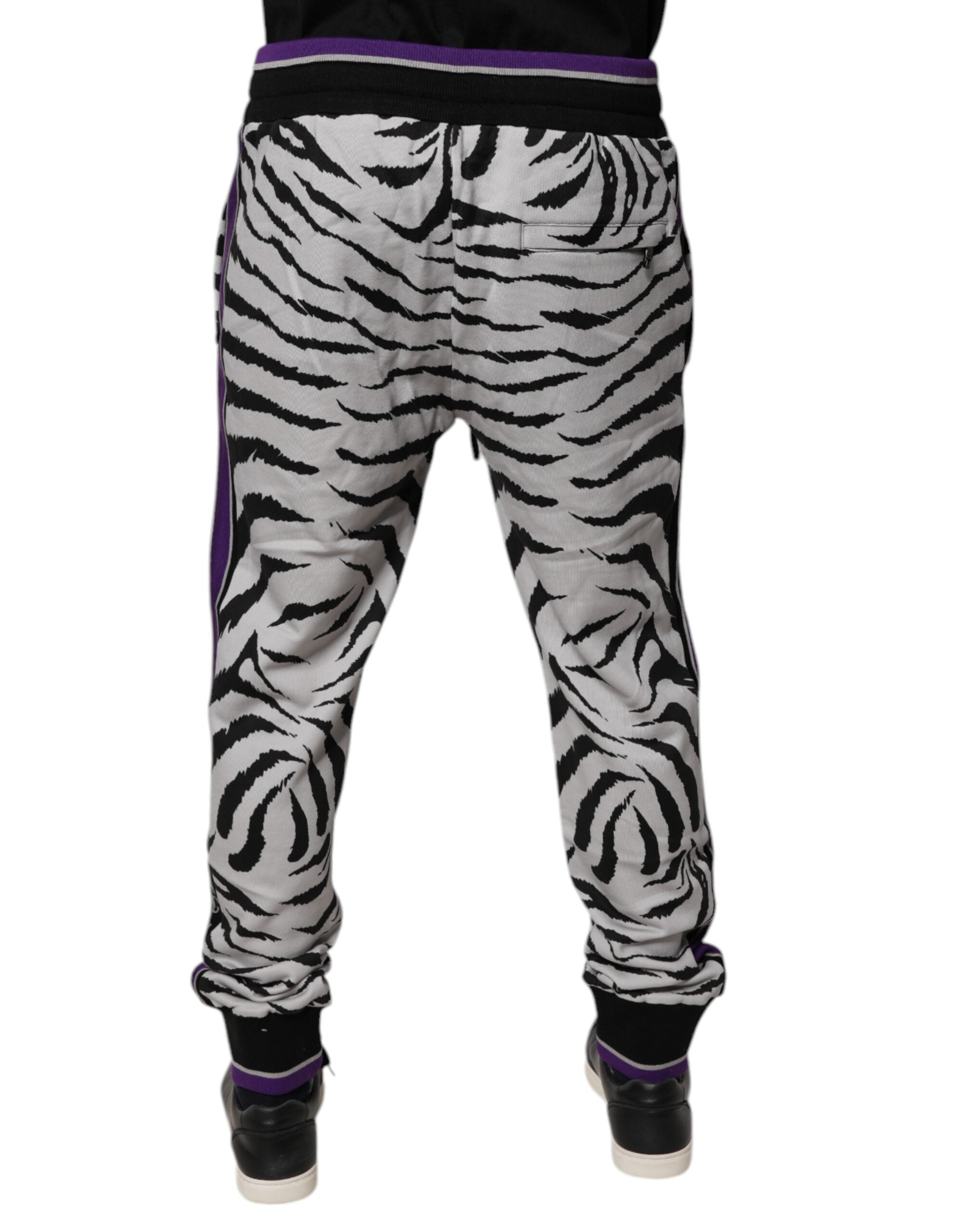 Dolce &amp; Gabbana Schwarz Weiß Zebra Männer Jogger Jogginghose Hose