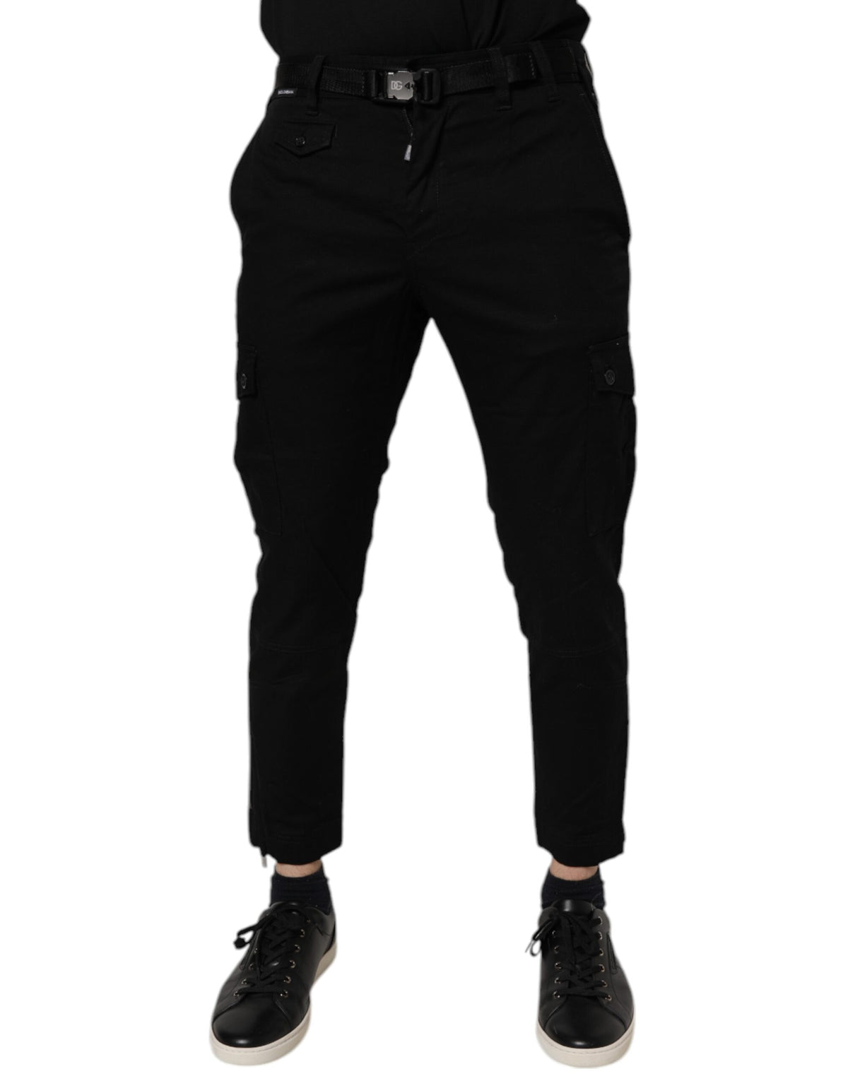 Dolce &amp; Gabbana – Schwarze Skinny-Cargo-Jeans aus Baumwollstretch
