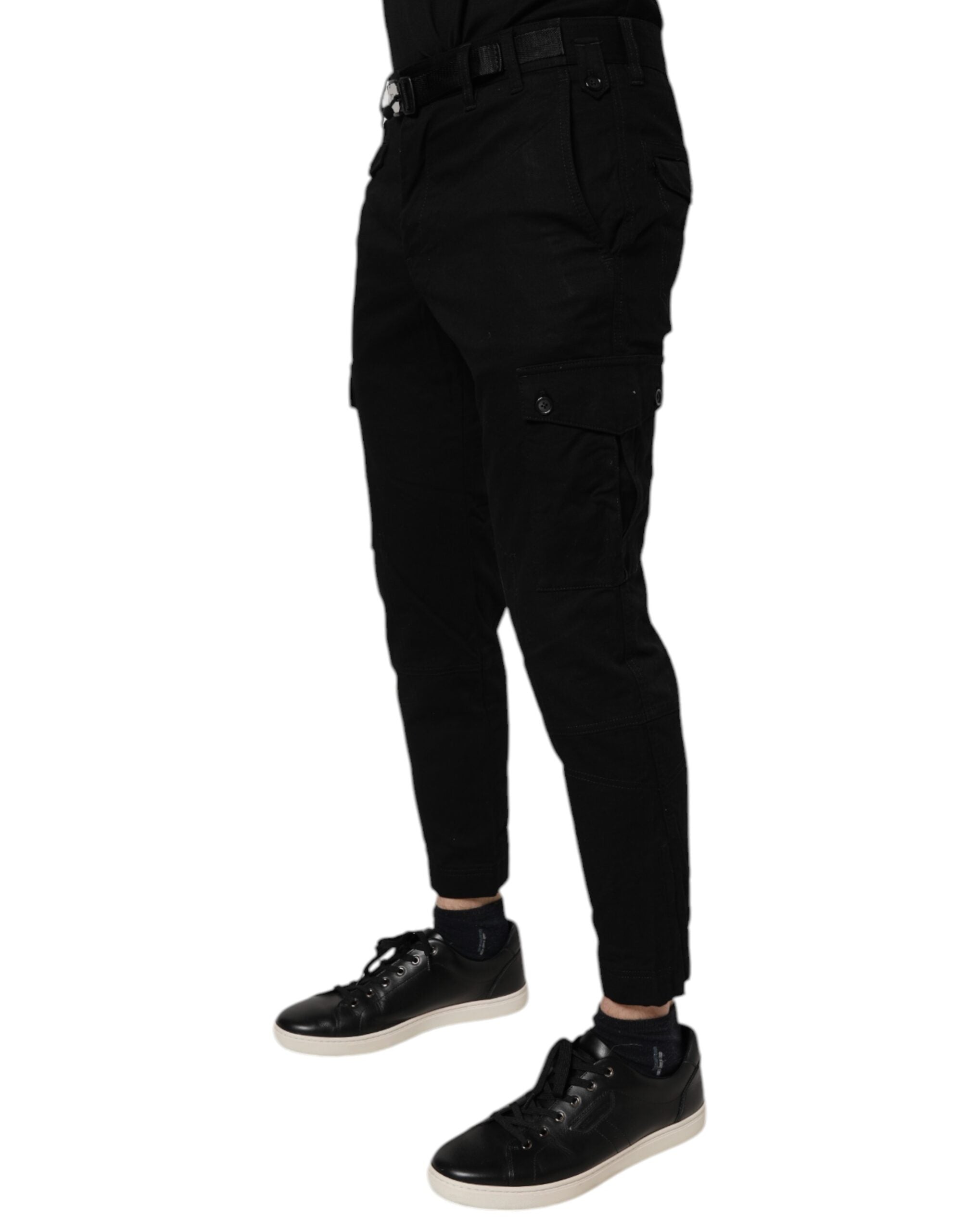 Dolce &amp; Gabbana – Schwarze Skinny-Cargo-Jeans aus Baumwollstretch