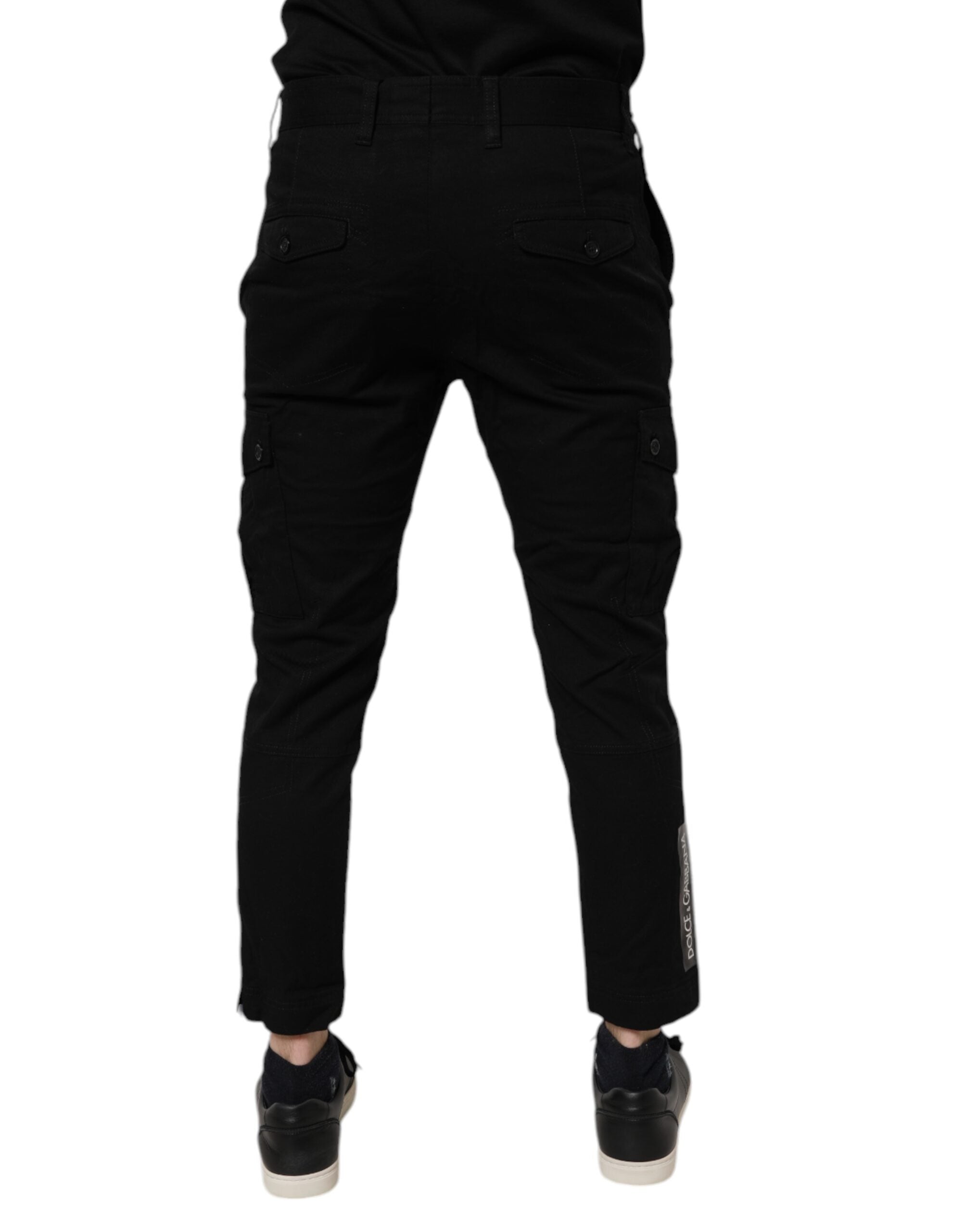 Dolce &amp; Gabbana – Schwarze Skinny-Cargo-Jeans aus Baumwollstretch