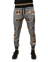 Dolce &amp; Gabbana Mehrfarbige Jogginghose mit Hahnentrittmuster und Krone für Herren