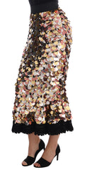 Dolce & Gabbana Gold Pailletten-Schößchenrock mit hoher Taille