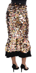 Dolce & Gabbana Gold Pailletten-Schößchenrock mit hoher Taille
