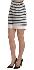 Dolce & Gabbana Zwart-wit gestreepte zijden shorts met elastische band