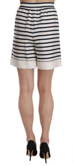 Dolce & Gabbana Zwart-wit gestreepte zijden shorts met elastische band