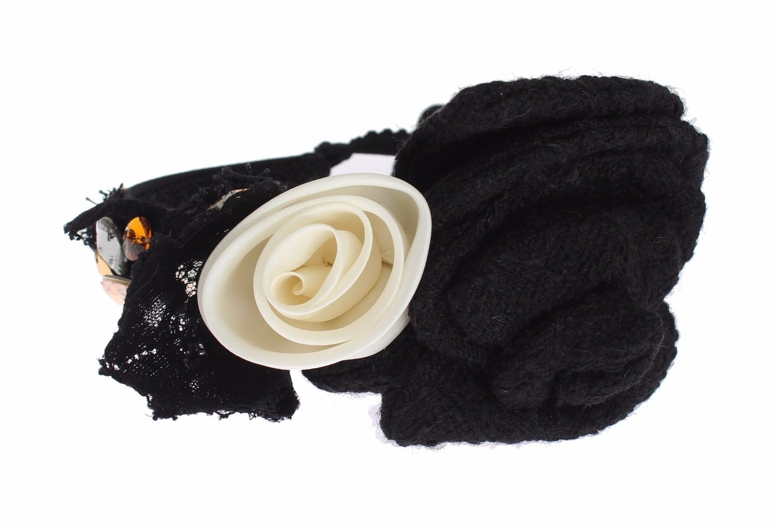 Dolce & Gabbana Diadem Stirnband Tiara Weiße Rose Kristall Haar Gold