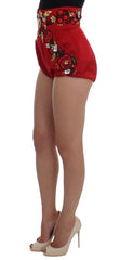 Dolce & Gabbana Rode Zijden Kristallen Rozen Shorts