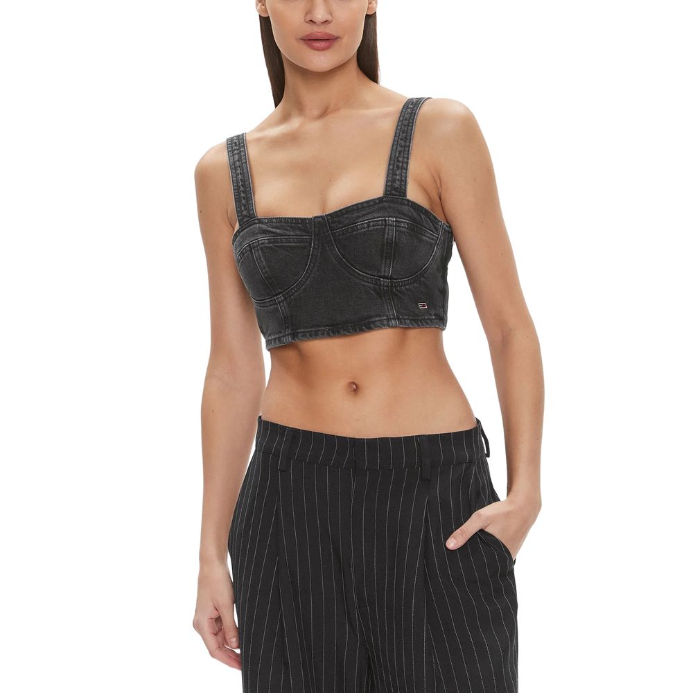 Tommy Hilfiger Jeans Schwarzes Oberteil aus recycelter Baumwolle