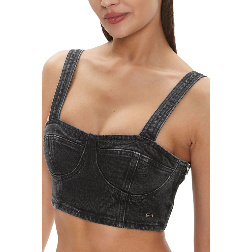 Tommy Hilfiger Jeans Schwarzes Oberteil aus recycelter Baumwolle