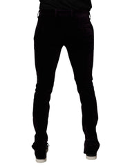 Dolce &amp; Gabbana Violette Samt-Baumwoll-Herren-Anzughose