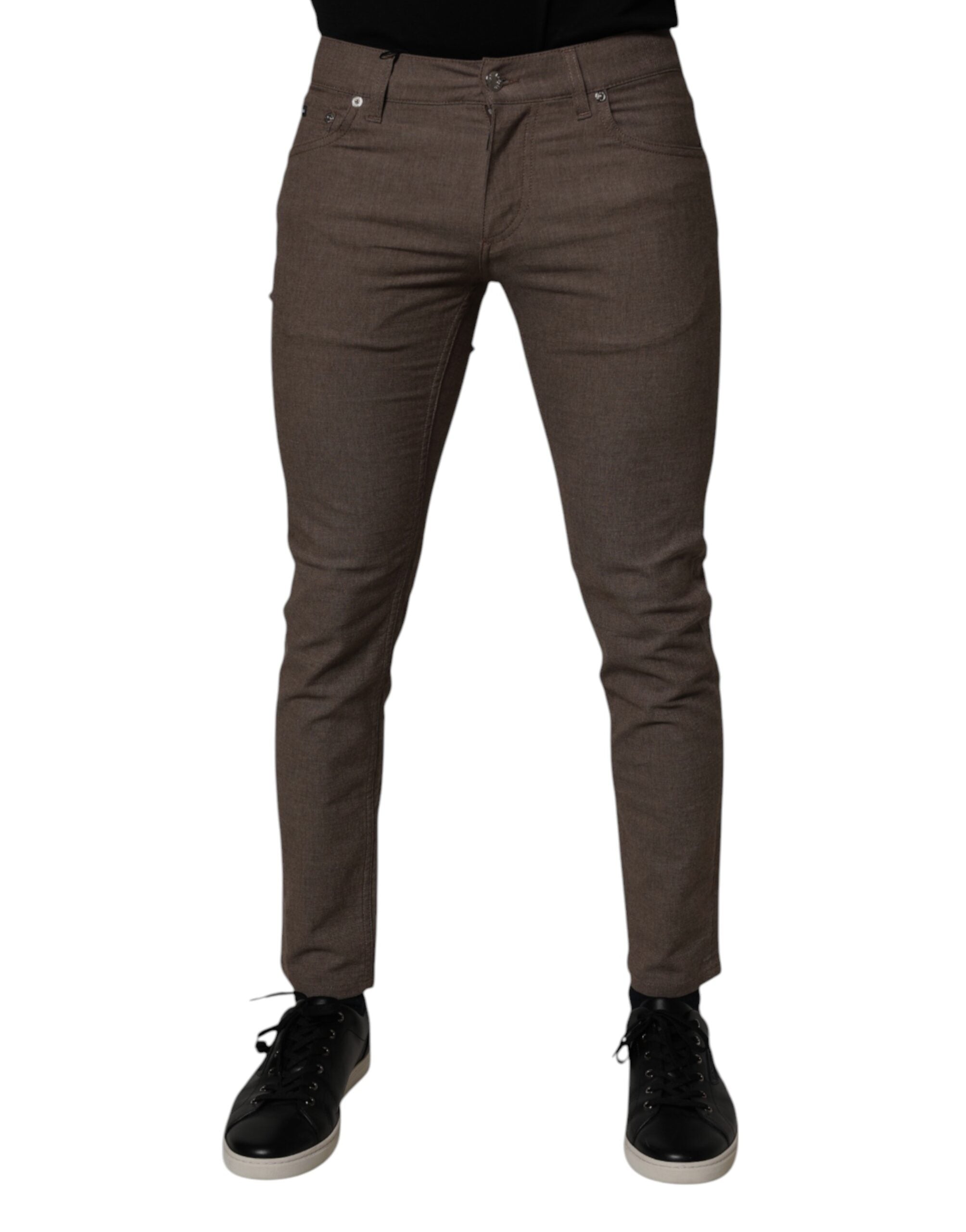 Dolce &amp; Gabbana – Braune Chinohose aus Baumwollstretch