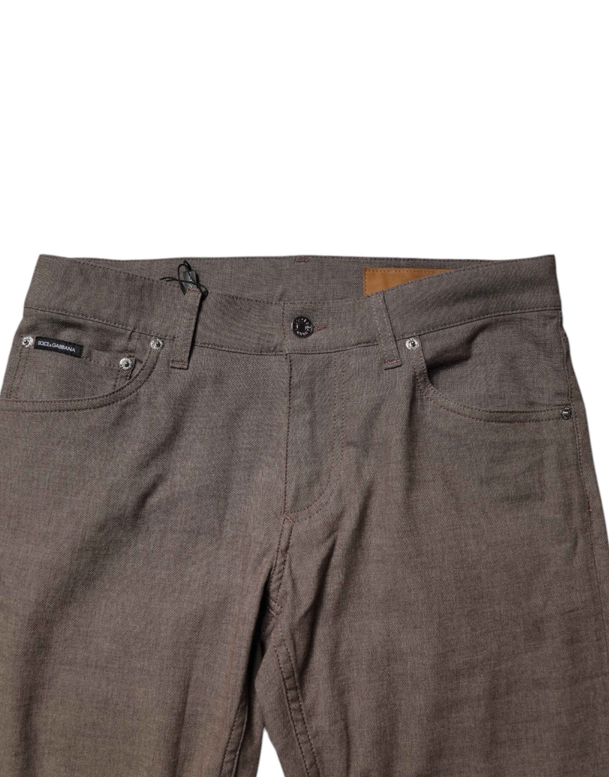 Dolce &amp; Gabbana – Braune Chinohose aus Baumwollstretch