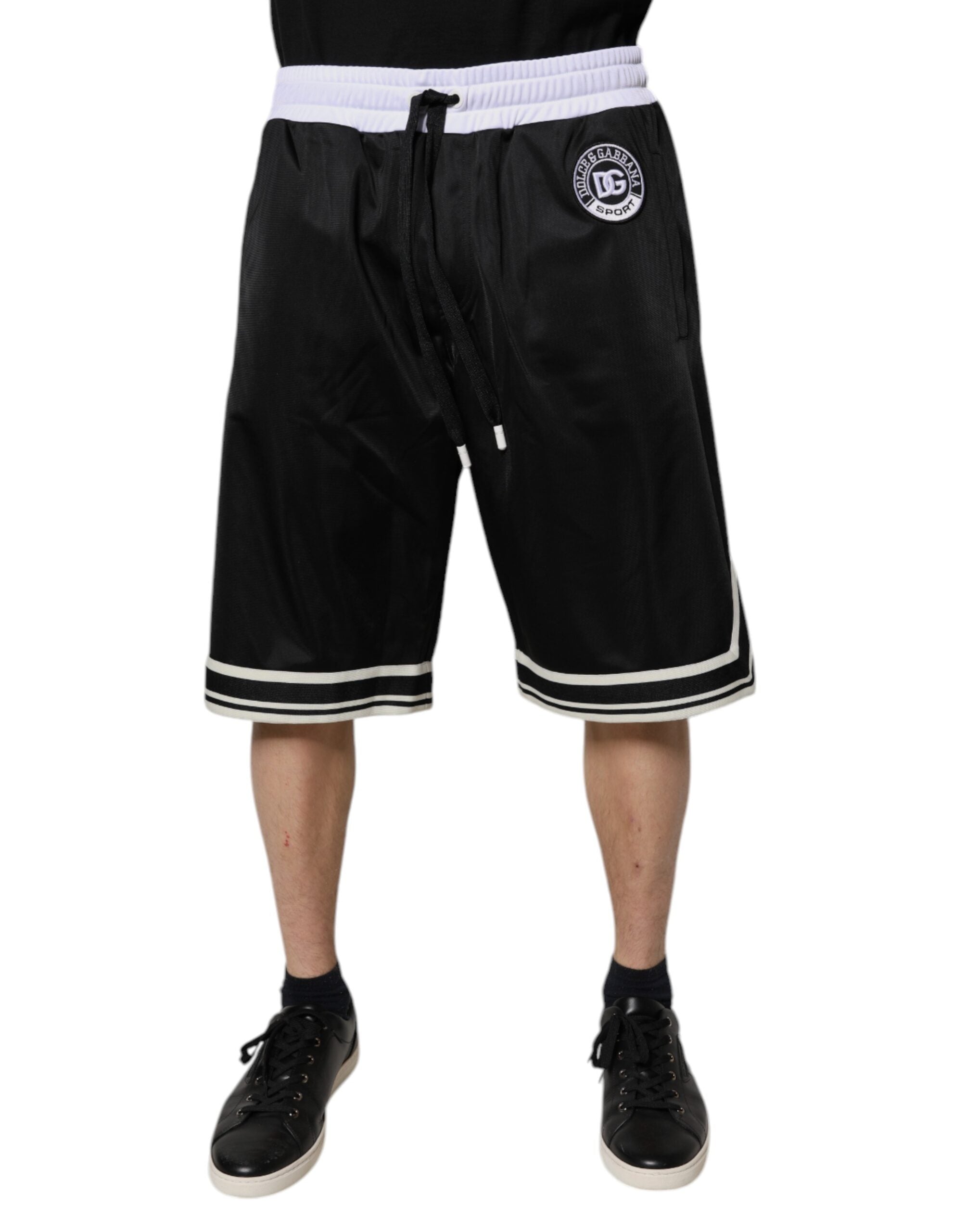 Dolce & Gabbana Schwarz-Weiß Herren Bermuda Sweatshorts Shorts