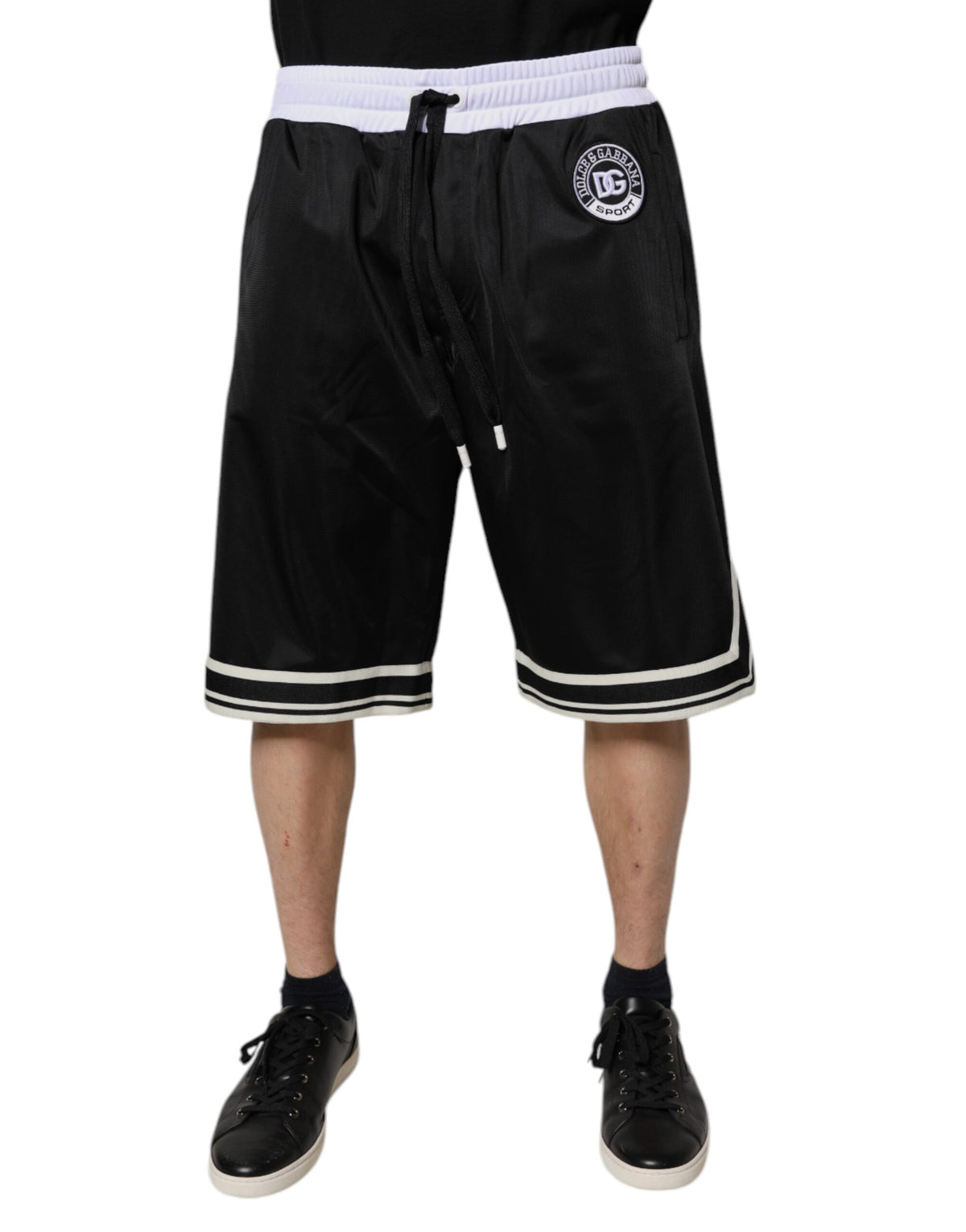 Dolce & Gabbana Schwarz-Weiß Herren Bermuda Sweatshorts Shorts