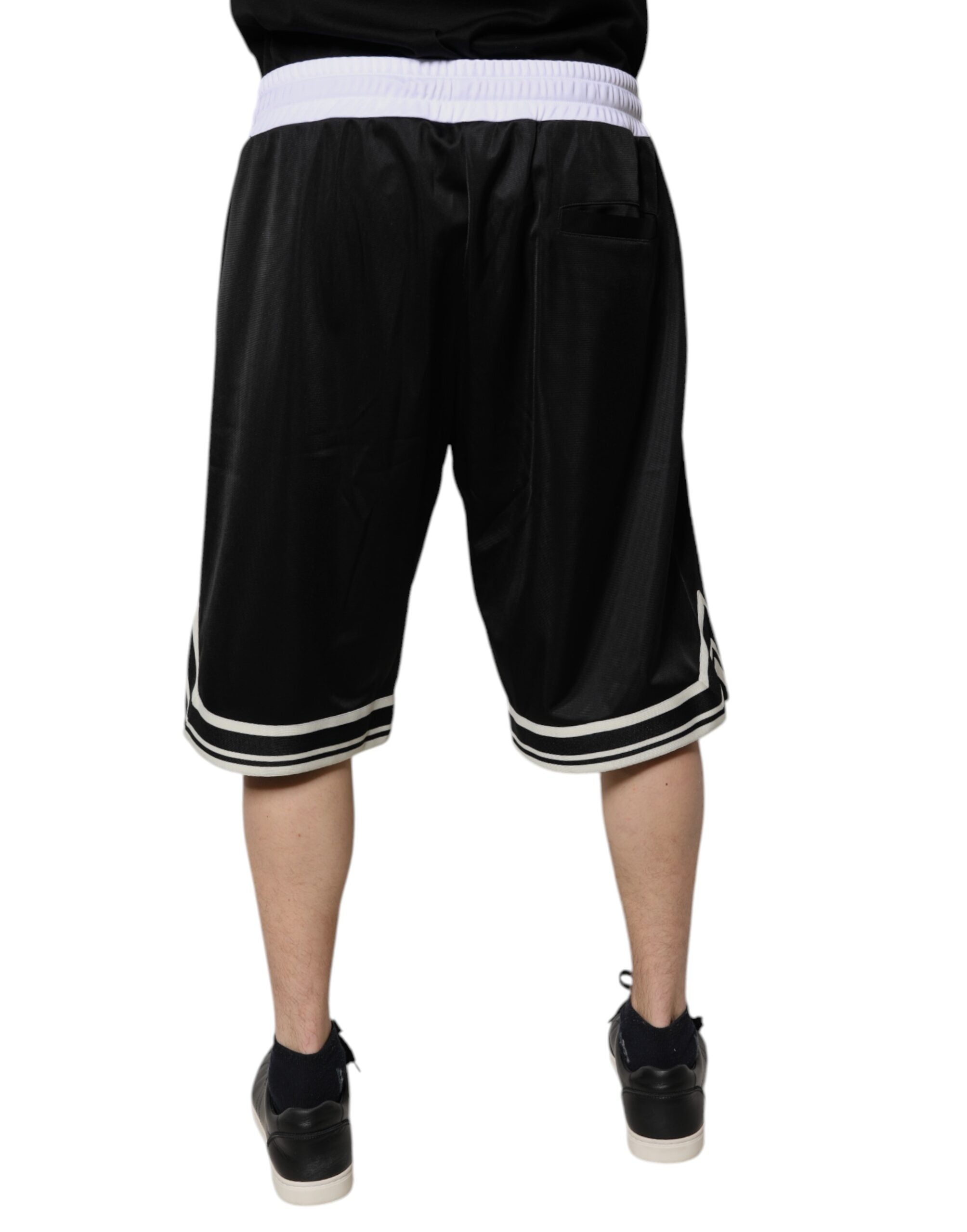 Dolce & Gabbana Schwarz-Weiß Herren Bermuda Sweatshorts Shorts