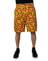 Dolce & Gabbana Gelbe Baumwoll-Bermudashorts für Herren mit Kirschprint