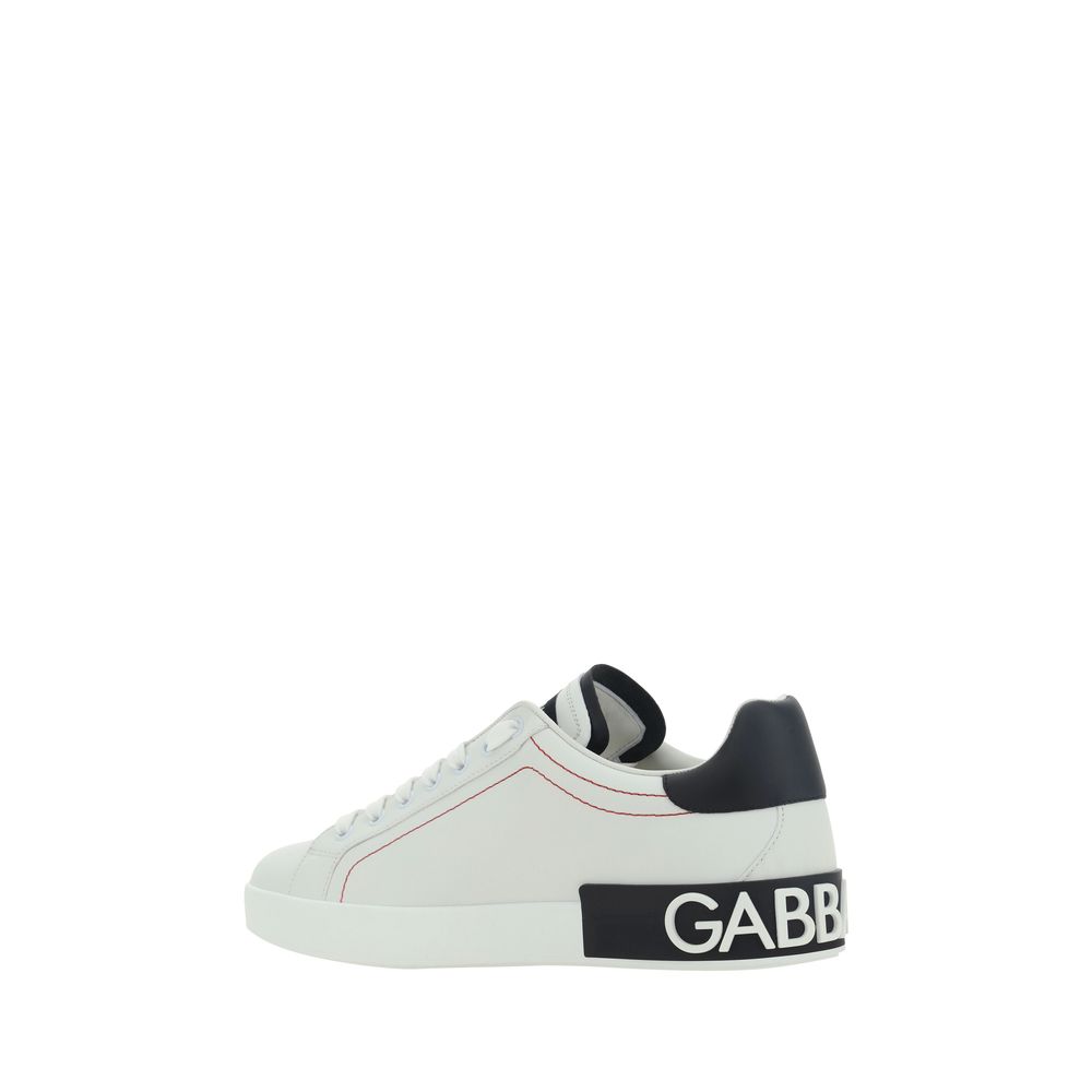 Dolce & Gabbana Weiße Kalbsleder Bos Taurus Low Top Sneaker