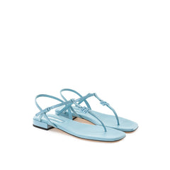 Miu Miu Flip-Flop-Sandalen aus blauem Lackleder