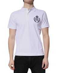 Dolce & Gabbana White Cotton Crown Collared Men Polo T-shirt