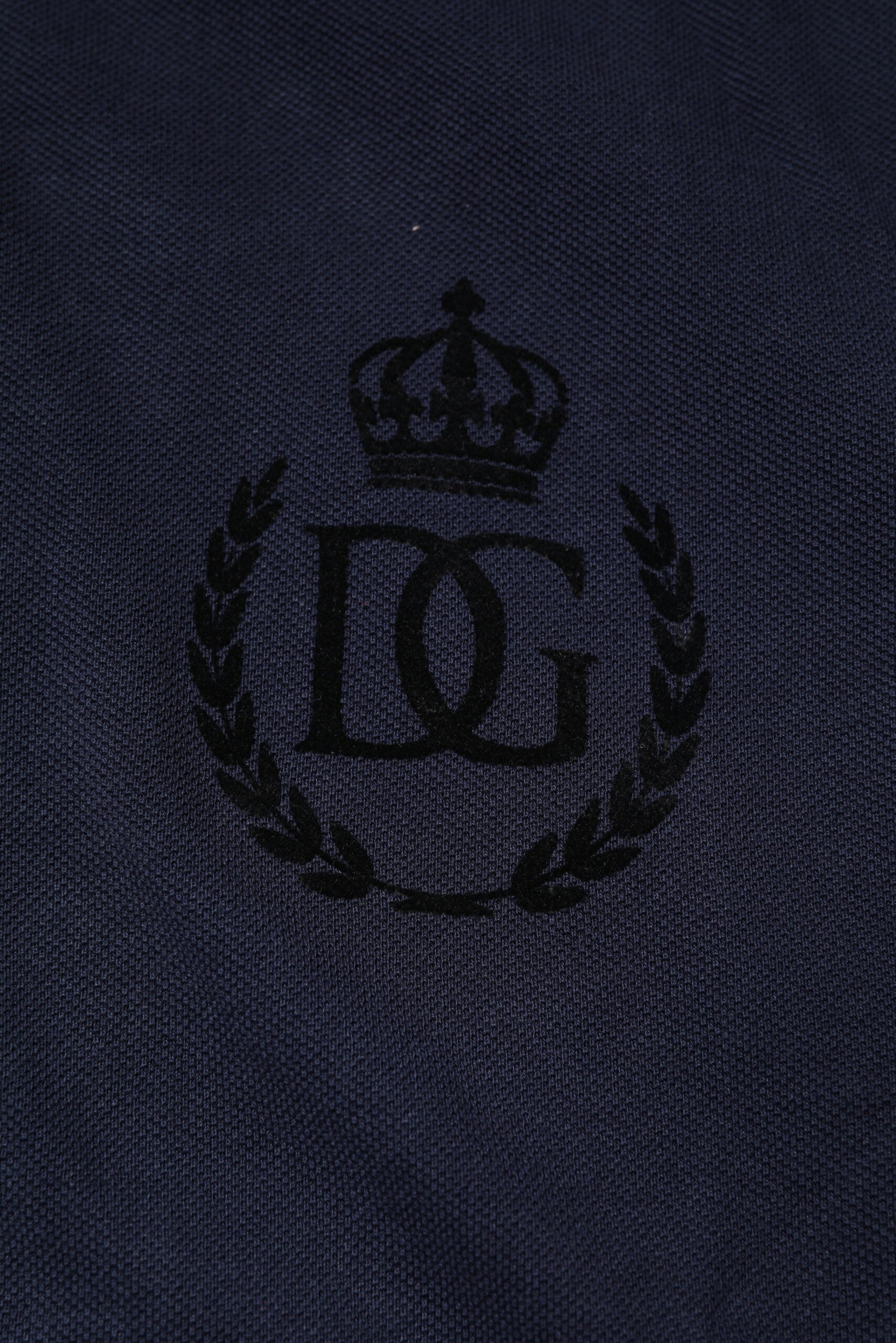Dolce & Gabbana Dunkelblaues Baumwoll-Polo-T-Shirt mit Kronenkragen