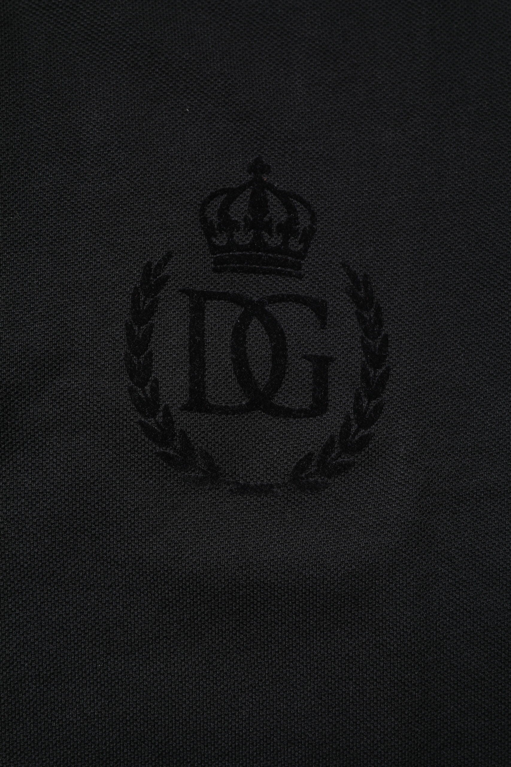 Dolce & Gabbana Schwarzes Baumwoll-Polohemd mit DG-Logo und Kragen