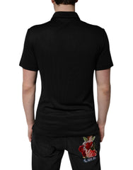 Dolce & Gabbana Zwart Polyester Polo T-shirt met DG-logo en Kraag