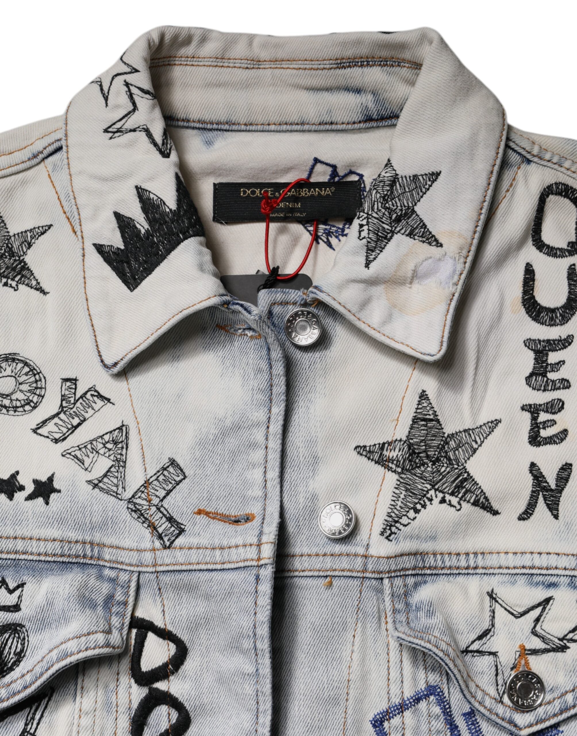 Dolce & Gabbana Light Blue Graffiti Button Down Jeansjacke