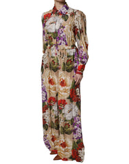 Dolce & Gabbana Mehrfarbiger Jumpsuit mit Blumenmuster und weitem Bein