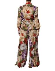 Dolce & Gabbana Mehrfarbiger Jumpsuit mit Blumenmuster und weitem Bein