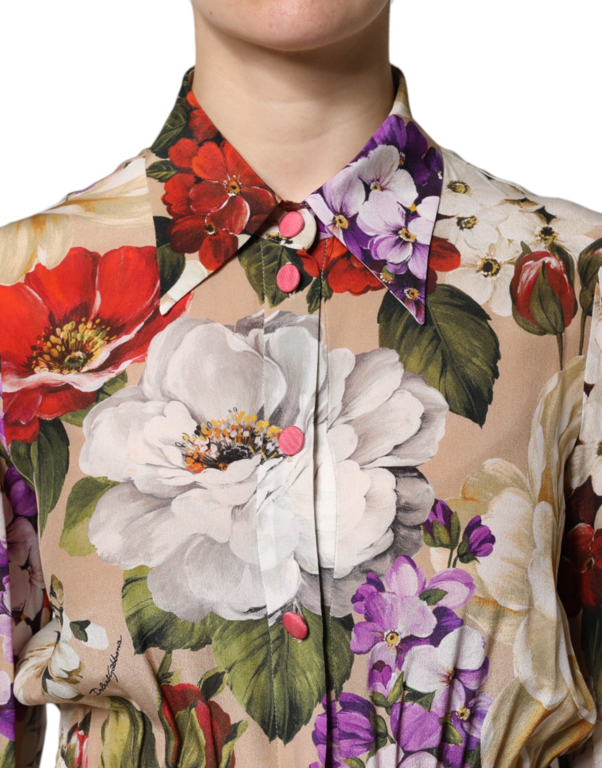 Dolce & Gabbana Mehrfarbiger Jumpsuit mit Blumenmuster und weitem Bein