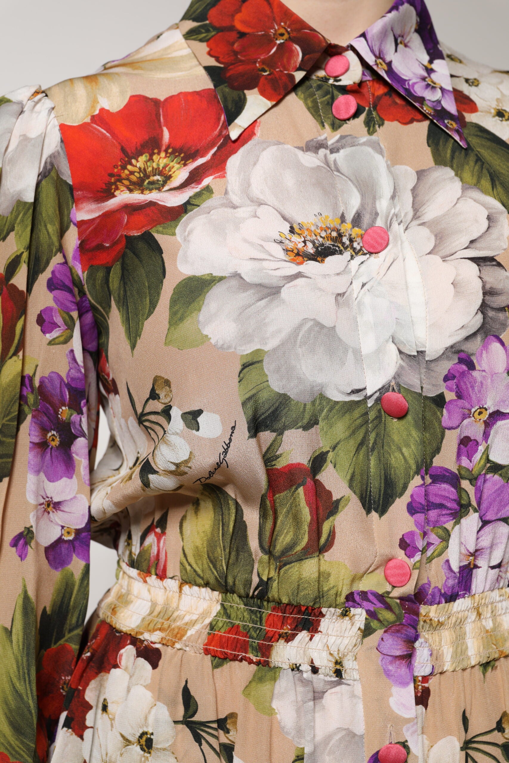 Dolce & Gabbana Mehrfarbiger Jumpsuit mit Blumenmuster und weitem Bein