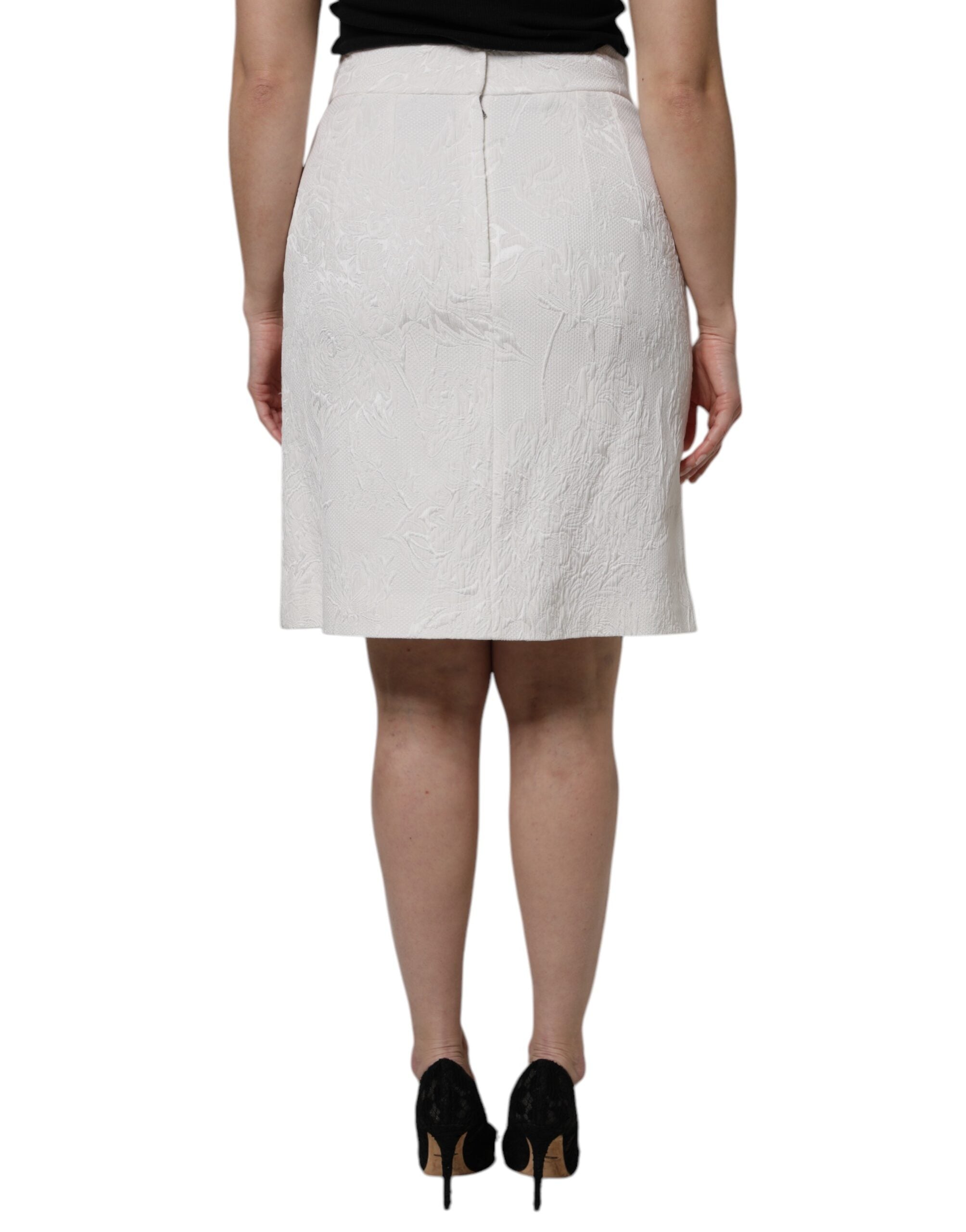 Dolce & Gabbana Weißer Bleistiftrock mit hoher Taille und Knielänge