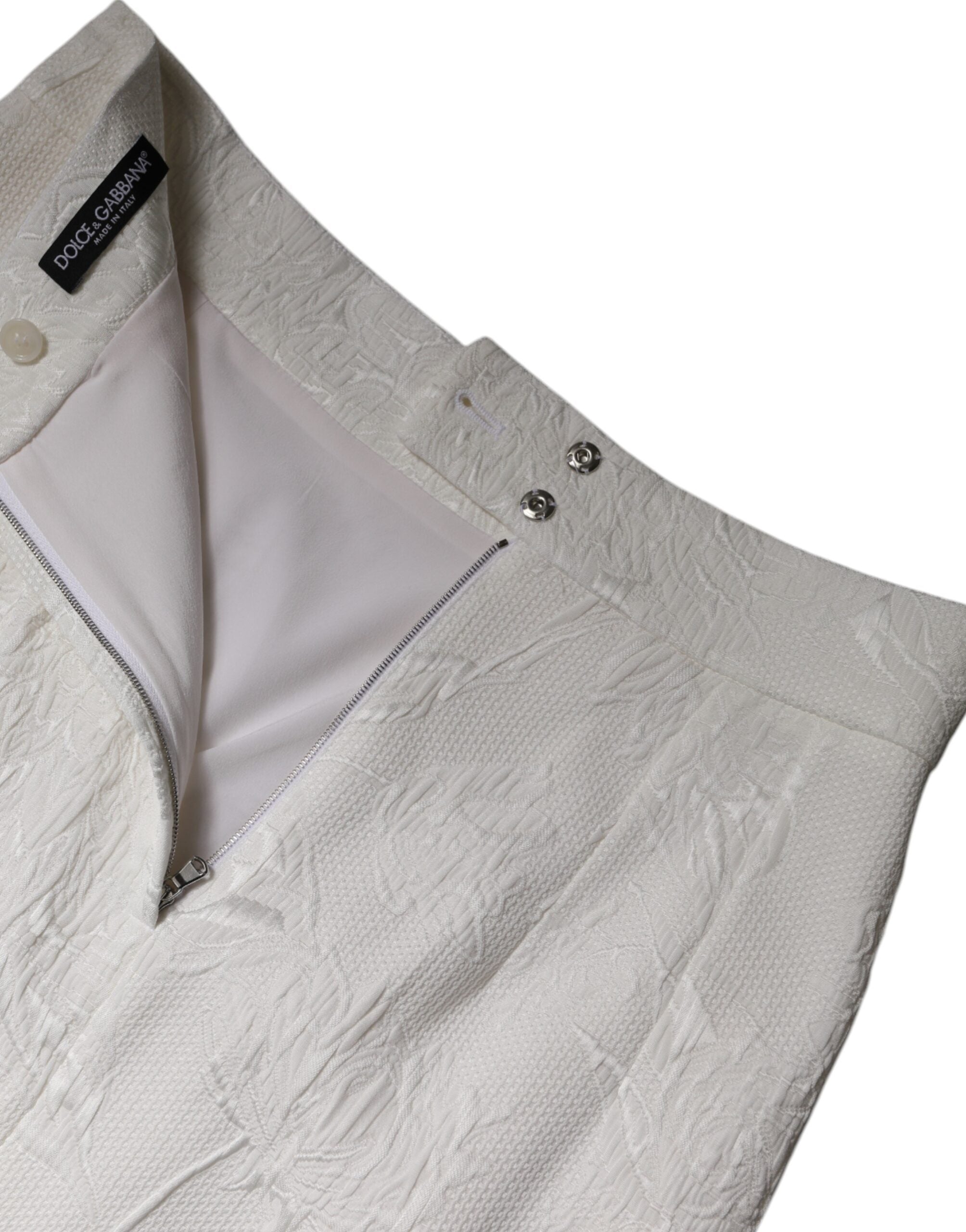 Dolce & Gabbana Weißer Bleistiftrock mit hoher Taille und Knielänge