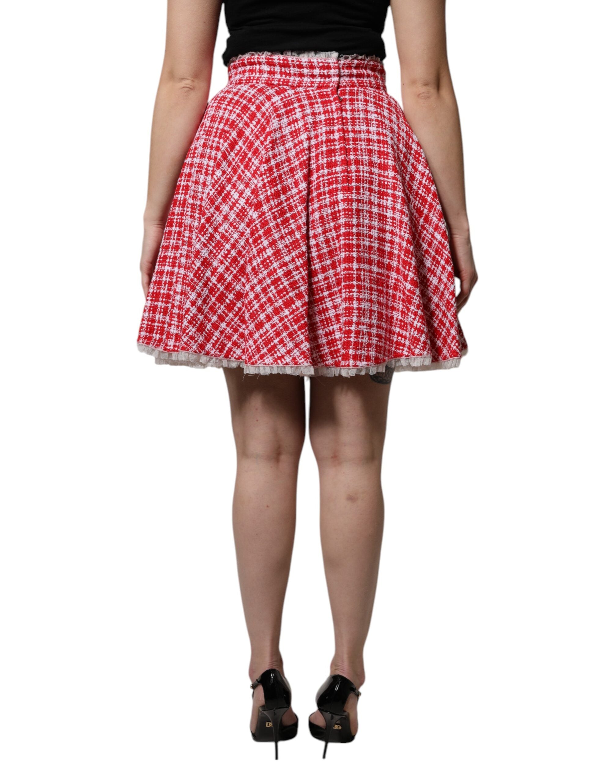 Dolce & Gabbana Rot Weiß Hohe Taille A-Linie Über Knie Rock