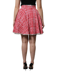 Dolce & Gabbana Rot Weiß Hohe Taille A-Linie Über Knie Rock