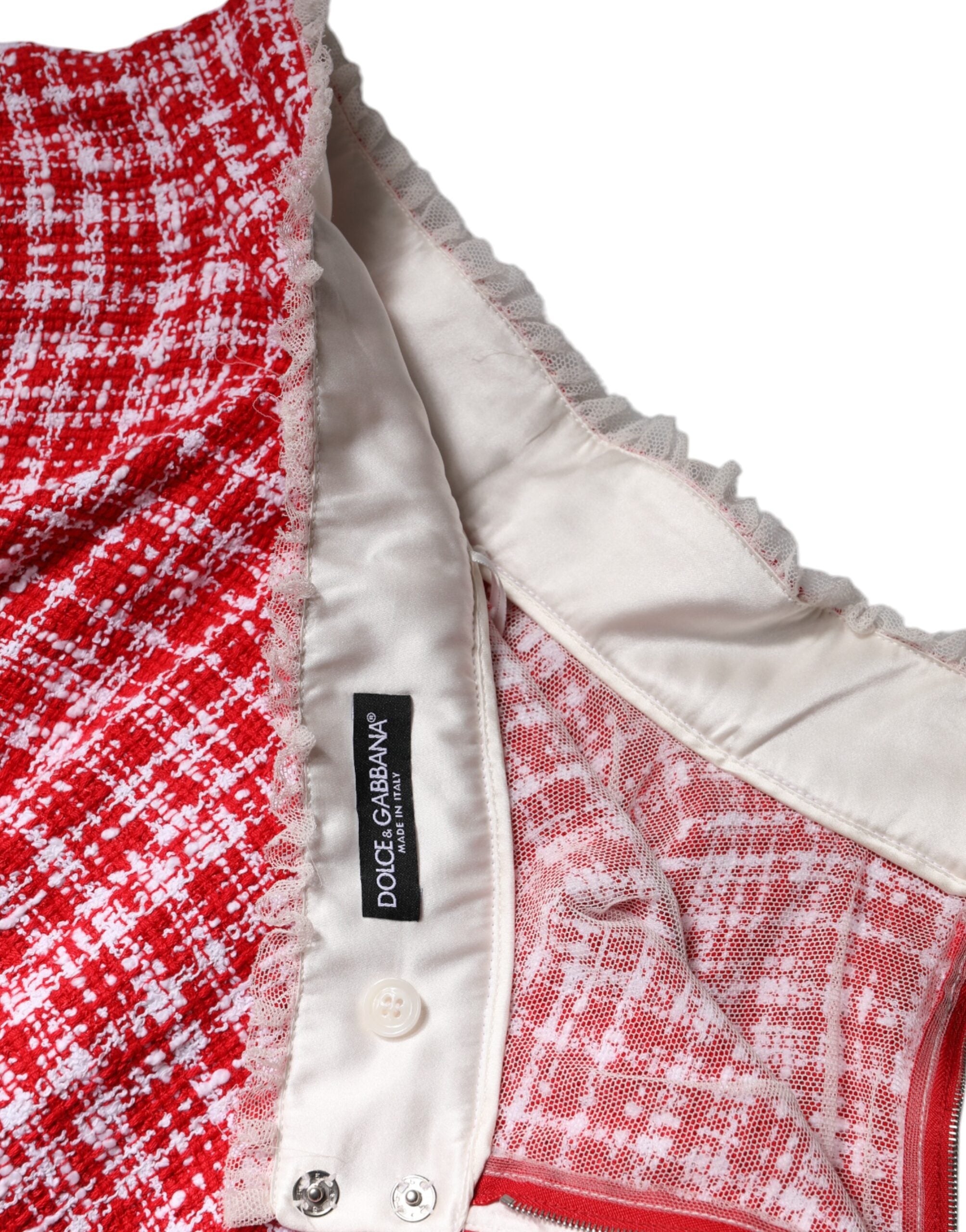 Dolce & Gabbana Rot Weiß Hohe Taille A-Linie Über Knie Rock
