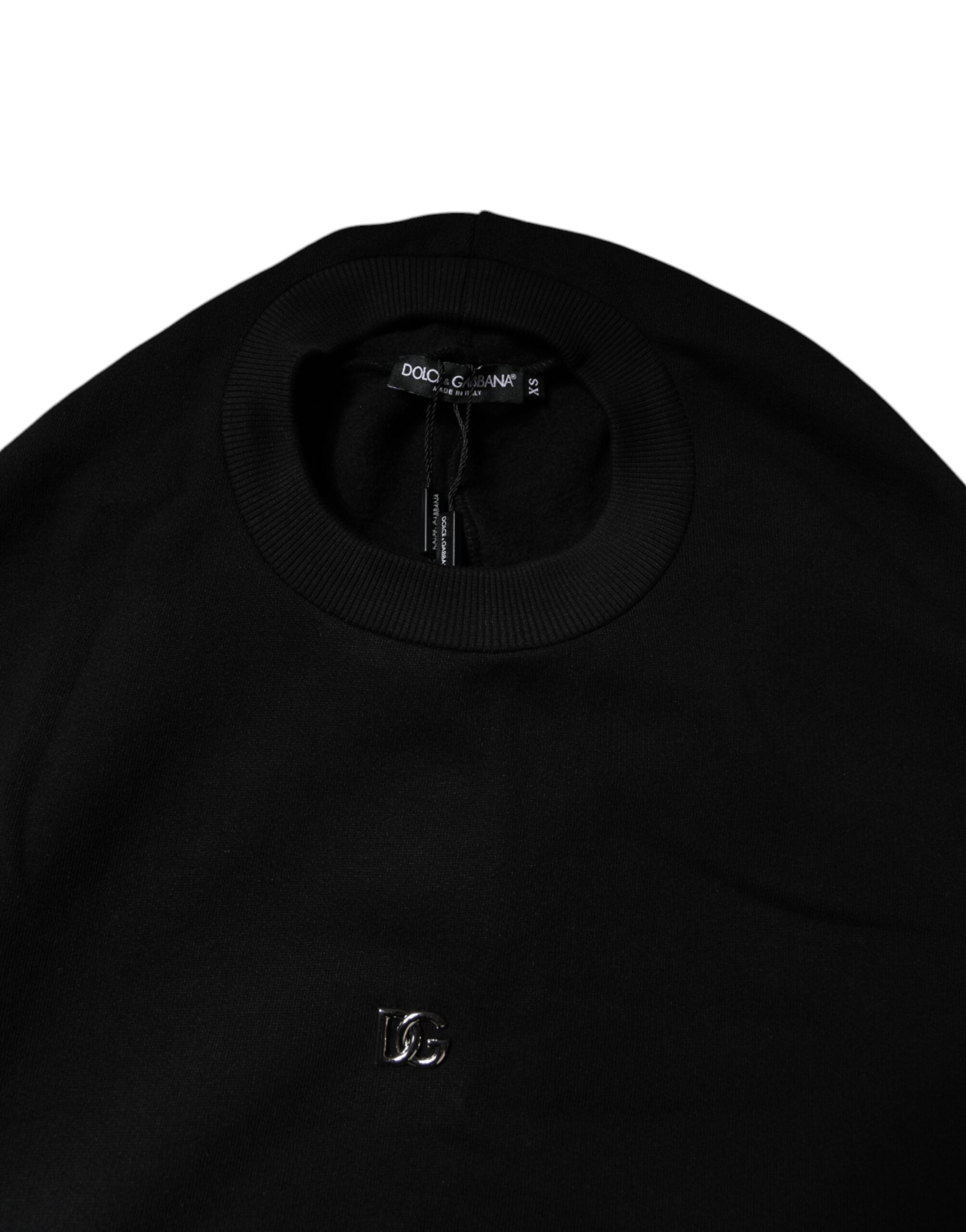 Dolce & Gabbana Schwarzes Baumwoll-Sweatshirt mit Rundhalsausschnitt