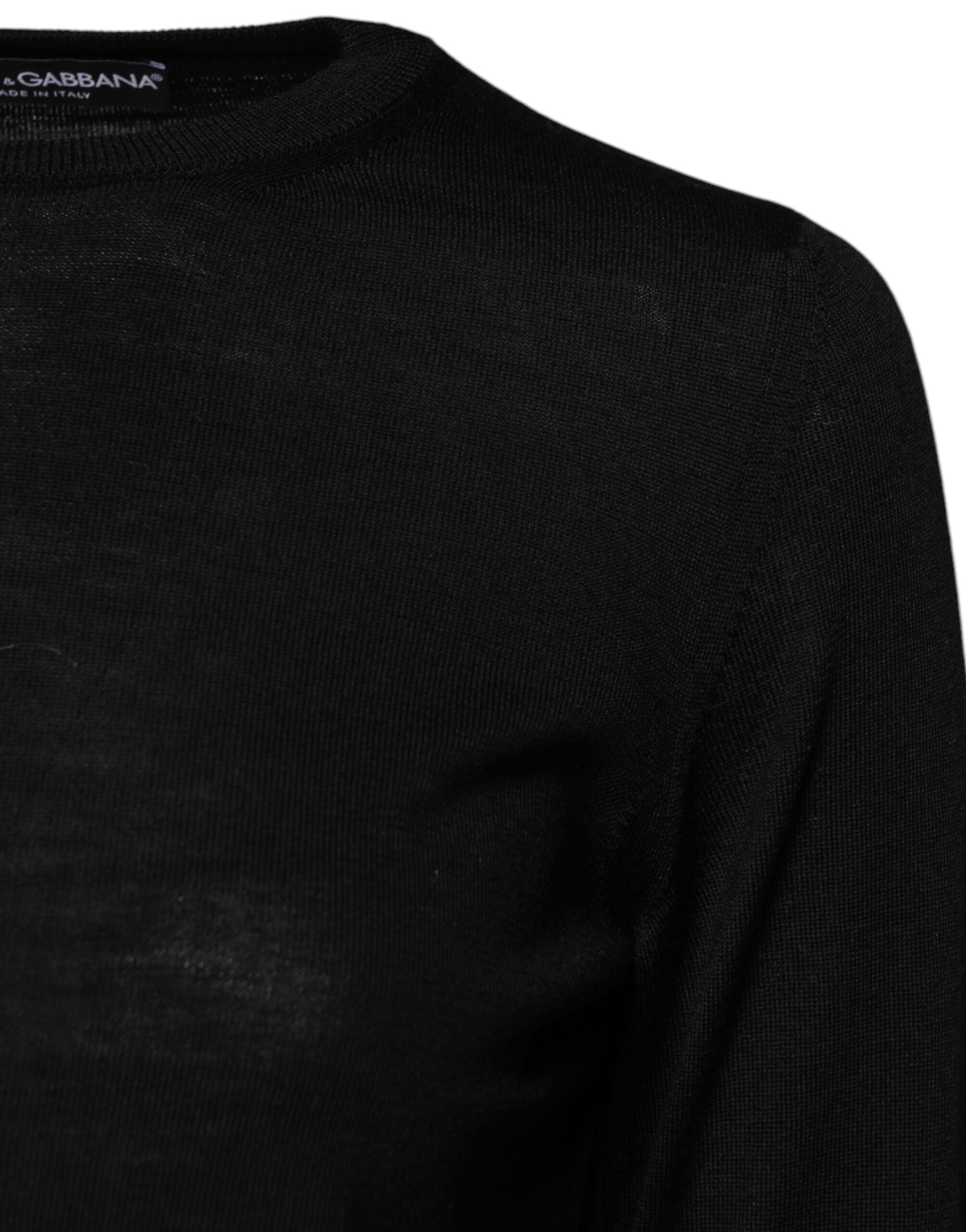 Dolce & Gabbana Zwarte Wollen Gebreide Trui met Ronde Hals