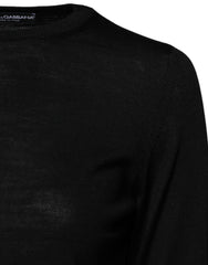 Dolce & Gabbana Zwarte Wollen Gebreide Trui met Ronde Hals